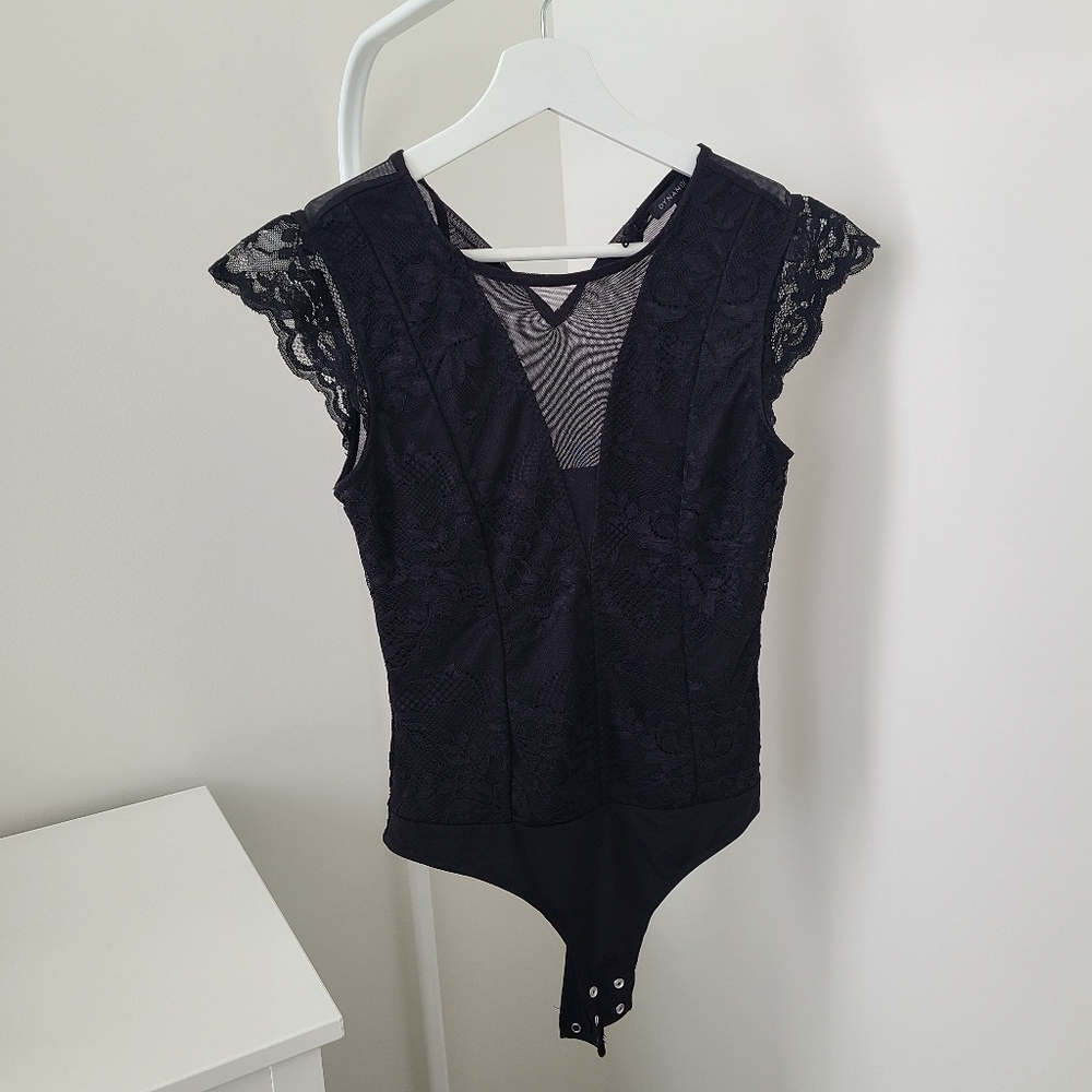 Dynamite Black Lace Bodysuit Top